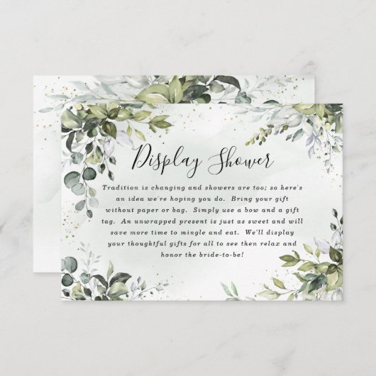 ほこりっぽいブルーブライダルシャワーボホディスプレイシャワーカード エンクロージャーカード (正面/裏面)