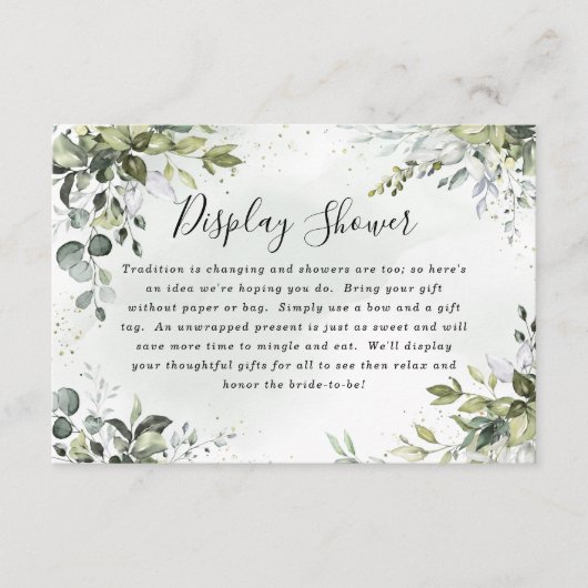 ほこりっぽいブルーブライダルシャワーボホディスプレイシャワーカード エンクロージャーカード (正面)