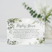 ほこりっぽいブルーブライダルシャワーボホディスプレイシャワーカード エンクロージャーカード (スタンド正面)