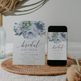 ほこりっぽいブルーブライダルシャワー招待カード 招待状