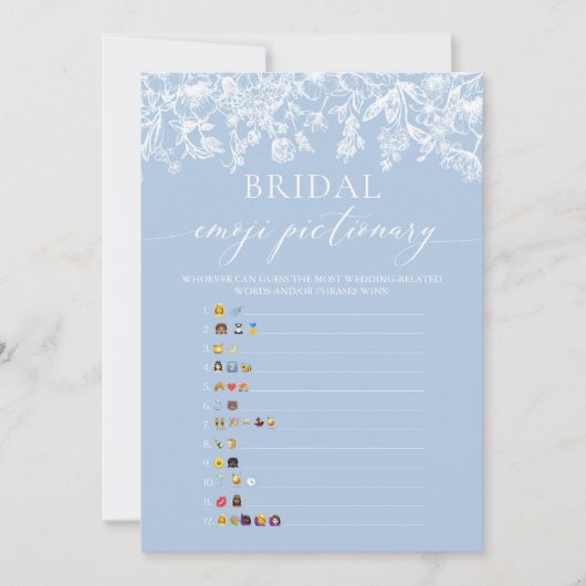 ほこりっぽいブルーブライダルシャワー絵文字ゲーム 招待状 (正面)
