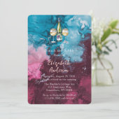 ほこりっぽいブルーブルゴーニュアルコールブランチと泡立ち 招待状 (スタンド正面)