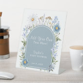 ほこりっぽいブルーベビーの開花ベビーシャワーカスタマイズ 台座サイン (インサイチュ)