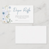 ほこりっぽいブルーベビー開花ベビーシャワーおむつラッフル エンクロージャーカード (正面/裏面)