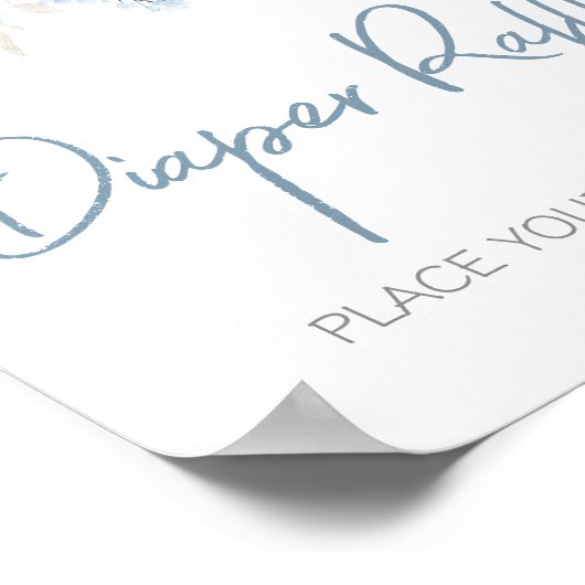 ほこりっぽいブルーベビー開花ベビーシャワーおむつラッフル ポスター (角)