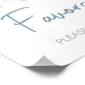 ほこりっぽいブルーベビー開花ベビーシャワーの好意 ポスター (角)