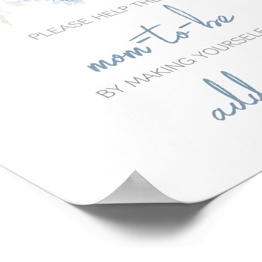 ほこりっぽいブルーベビー開花ベビーシャワー封筒ステーション ポスター (角)