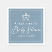 ほこりっぽいブルーホワイトシックなミニマリスト赤ちゃんシャワー スタンダードカクテルナプキン (正面)