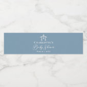 ほこりっぽいブルーホワイトシックなミニマリスト赤ちゃんシャワー ペットボトルラベル (シングルラベル)