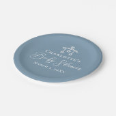 ほこりっぽいブルーホワイトシックなミニマリスト赤ちゃんシャワー ペーパープレート (アングル)