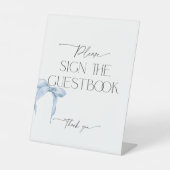 ほこりっぽいブルーボウがゲストブックのペデスタルサインに署名 台座サイン (正面)