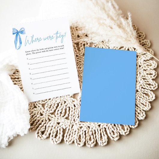 ほこりっぽいブルーボウどこ彼らはブライダルシャワーゲーム 招待状