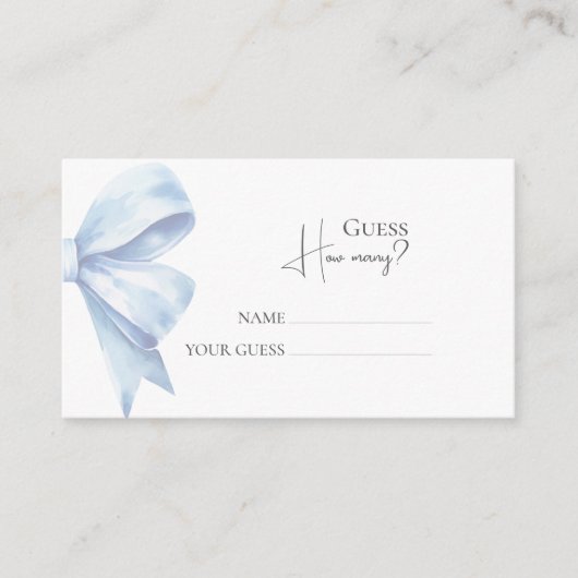 ほこりっぽいブルーボウは、何人の赤ちゃんシャワー少年を推測 エンクロージャーカード (正面)