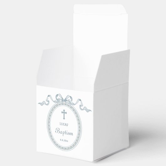 ほこりっぽいブルーボウギリシャ語枠バプティスキューブ フェイバーボックス (オープン)