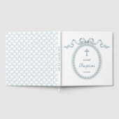 ほこりっぽいブルーボウギリシャ語額洗礼 ゲストブック (全面)