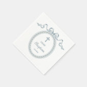 ほこりっぽいブルーボウギリシャ語額洗礼 スタンダードカクテルナプキン (角)