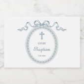 ほこりっぽいブルーボウギリシャ語額洗礼 スパークリングワインラベル (シングルラベル)