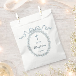 ほこりっぽいブルーボウギリシャ語額洗礼 フェイバーバッグ