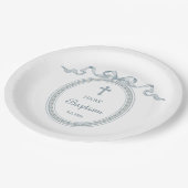 ほこりっぽいブルーボウギリシャ語額洗礼 ペーパープレート (アングル)