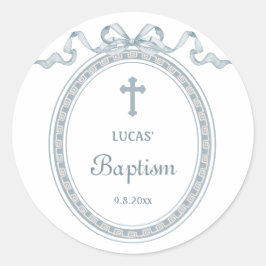 ほこりっぽいブルーボウギリシャ語額洗礼 ラウンドシール