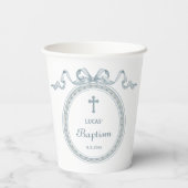 ほこりっぽいブルーボウギリシャ語額洗礼 紙コップ (裏面)