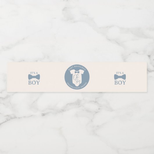 ほこりっぽいブルーボウタイベビーシャワー ペットボトルラベル (シングルラベル)