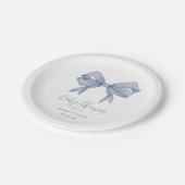 ほこりっぽいブルーボウボーイボーイベビーシャワー ペーパープレート (アングル)