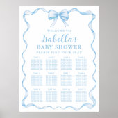 ほこりっぽいブルーボウボーイ赤ちゃんシャワー着席表のサイン ポスター (正面)