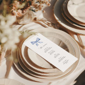 ほこりっぽいブルーボウ付きベビーシャワーメニューカード メニュー