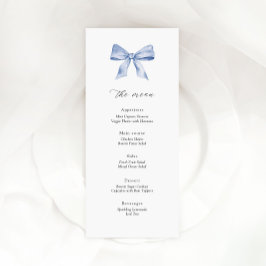 ほこりっぽいブルーボウ付きベビーシャワーメニューカード メニュー