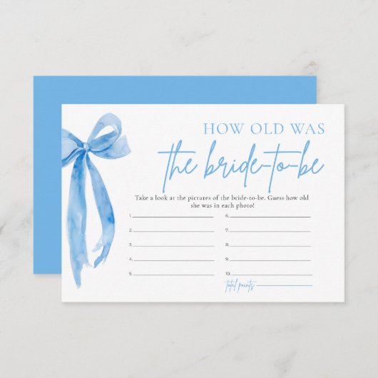 ほこりっぽいブルーボウ新婦は何歳になったか 招待状 (正面/裏面)