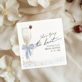 ほこりっぽいブルーボウ結び目ブライダルシャワー スタンダードカクテルナプキン