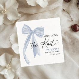 ほこりっぽいブルーボウ結び目ブライダルシャワー スタンダードカクテルナプキン