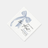 ほこりっぽいブルーボウ結び目ブライダルシャワー スタンダードカクテルナプキン (角)
