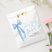 ほこりっぽいブルーボウ結び目ブライダルシャワー フェイバーバッグ (封をした状態)