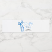 ほこりっぽいブルーボウ結び目ブライダルシャワー ペットボトルラベル (シングルラベル)