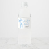 ほこりっぽいブルーボウ結び目ブライダルシャワー ペットボトルラベル (正面)