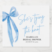 ほこりっぽいブルーボウ結び目ブライダルシャワー リキュールボトルラベル (シングルラベル)