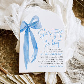ほこりっぽいブルーボウ結び目ブライダルシャワー 招待状