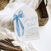 ほこりっぽいブルーボウ結び目ブライダルシャワー 招待状