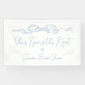 ほこりっぽいブルーボウ結び目ブライダルシャワー 横断幕 (横)