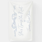 ほこりっぽいブルーボウ結び目ブライダルシャワー 横断幕 (縦)