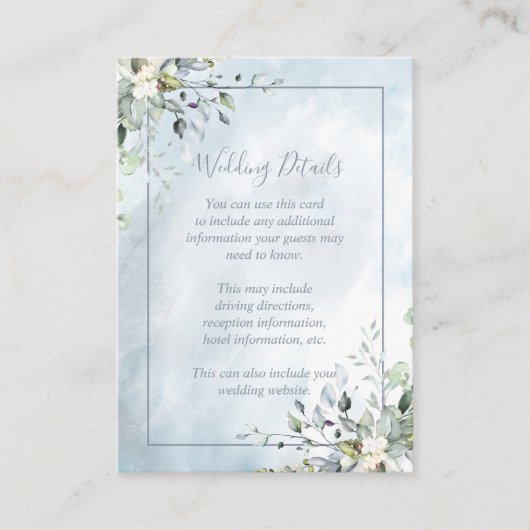 ほこりっぽいブルーボタニカルグリーナリーウォーター詳細 エンクロージャーカード (正面)