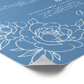 ほこりっぽいブルーボタニカルシグネチャー結婚ドリンクの看板 ポスター (角)