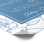 ほこりっぽいブルーボタニカルシグネチャー結婚ドリンクの看板 ポスター (角)