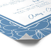 ほこりっぽいブルーボタニカルシグネチャー結婚ドリンクの看板 ポスター (角)