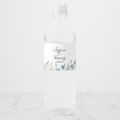 ほこりっぽいブルーボホシックなワイルドフラワーシンプルズ結婚ズ ペットボトルラベル (正面)