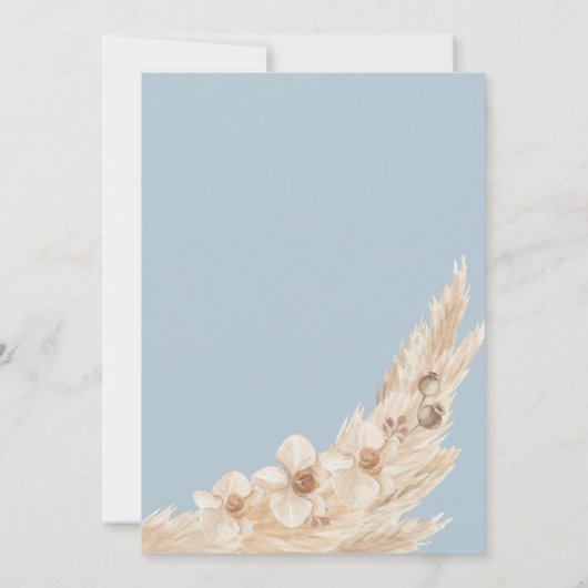 ほこりっぽいブルーボホテディベアーベビーシャワー 招待状 (裏面)