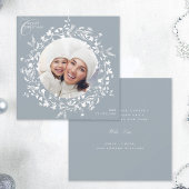 ほこりっぽいブルーボホワイルドフラワークリスマスフォトススクエア シーズンカード