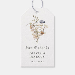 ほこりっぽいブルーボホワイルドフラワー結婚ズ ギフトタグ